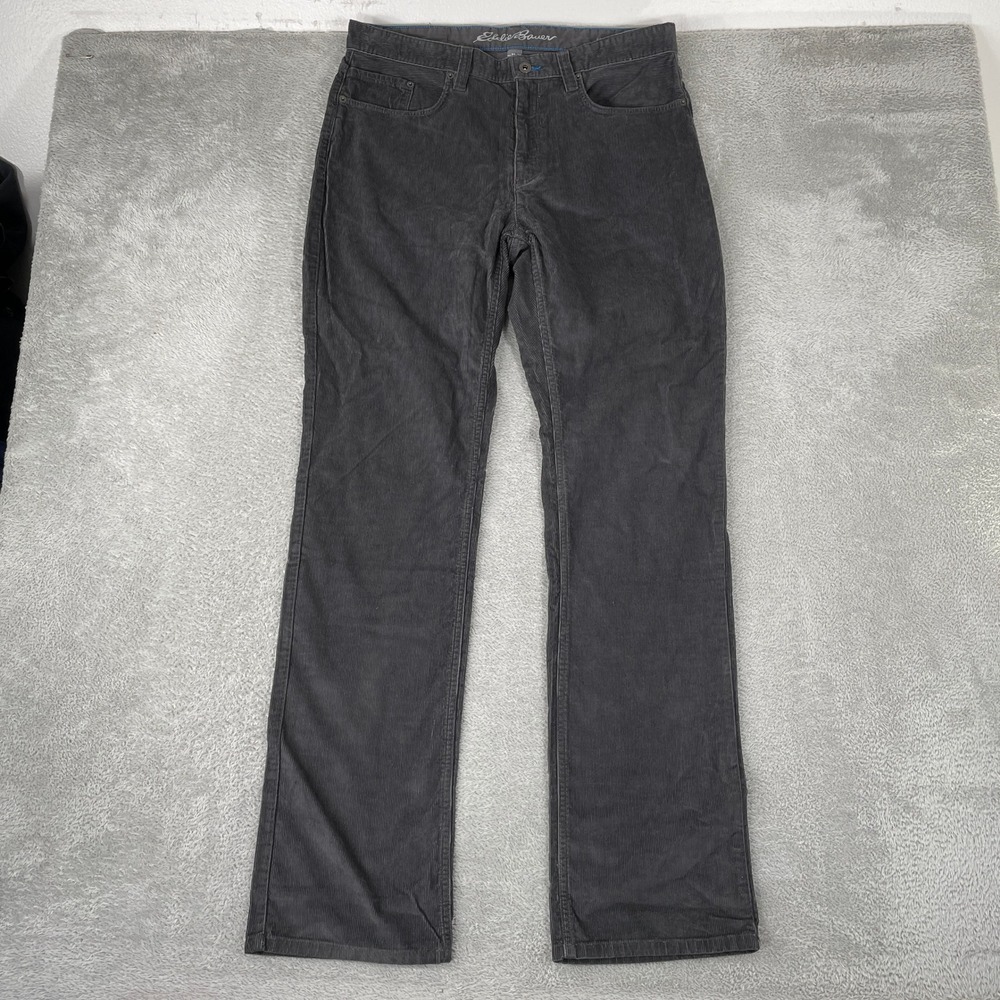 Eddie Bauer Corduroy Pants Mens 33x34 Gray Straight Leg Casual Outdoor Classic